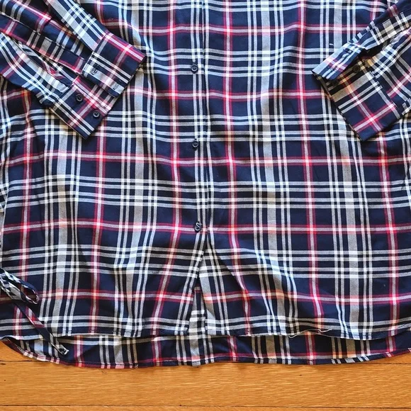 ZARA Trafaluc Collection, Plaid Relaxed Blouse, Lace Up Sides, EUC, Women's L - Picture 9 of 14